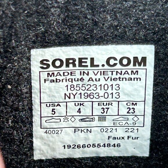 Sorel Yoot Pac TP Waterproof Boot Nylon Sherpa Black NY1963-013 Youth 5 Tried On - Picture 9 of 10